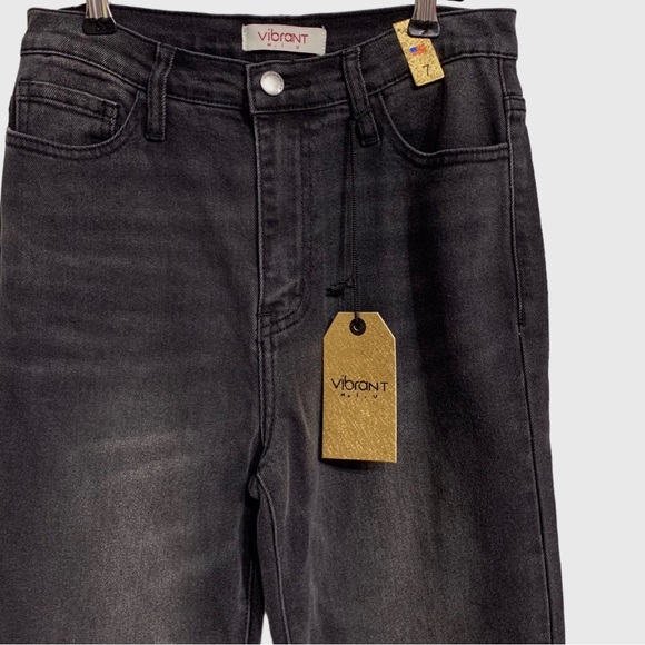 VIBRANT M.I.U BLACK HIGH WAIST WIDE LEG DENIM JEANS BLACK HIGH RISE DENIM JEANS - Picture 9 of 12